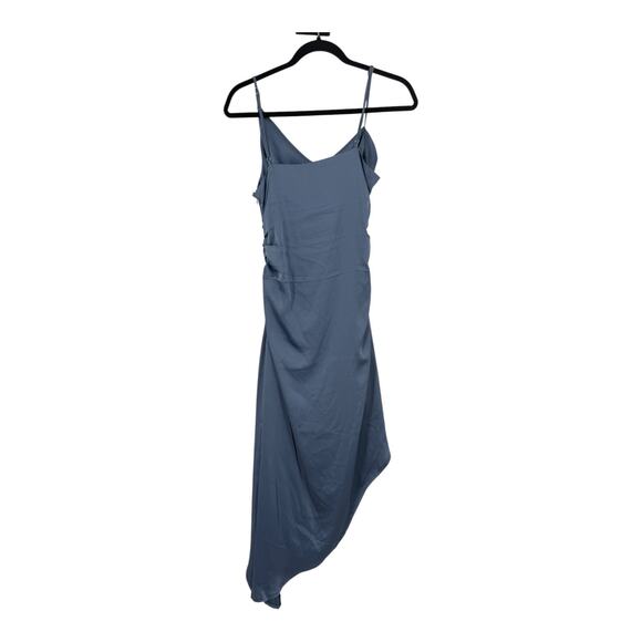Astr the Label Mirie asymmetric satin dress blue size Medium M - Picture 4 of 7